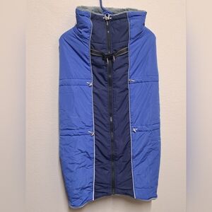 3XL Dog Jacket Blue Winter Coat Hooded Fleece Lined Zip Warm Pet Vest
